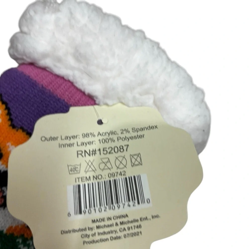 Compass Sherpa Lined Themed Non Slip Knit Adult Socks Dogs One Size Fits All NWT